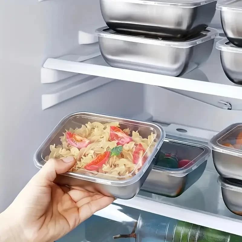 Contenitori Impilabili per Alimenti da Frigorifero, Mantengono il Cibo Fresco, Risparmiano Spazio, Ideali per Preparazione Pasti e Avanzi