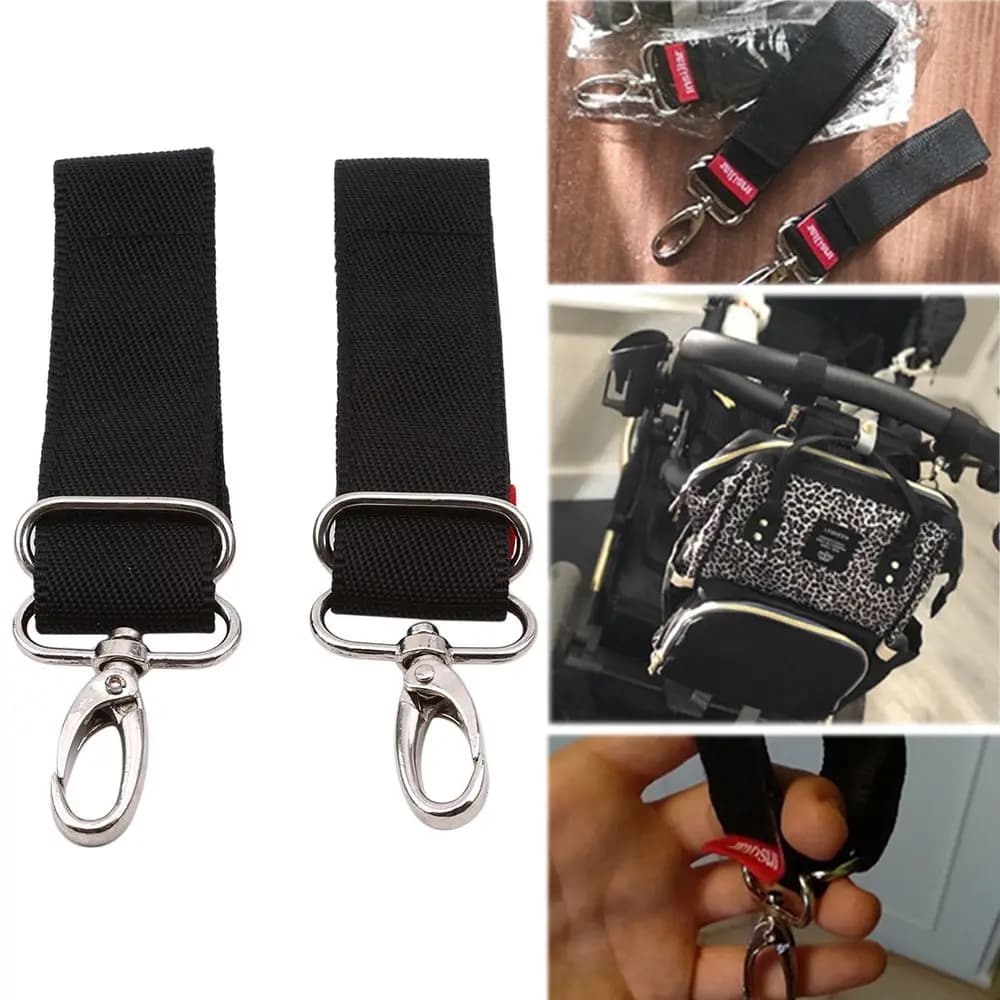 Cinghie per appendere in nylon a 360 gradi per neonato Appendiabiti per borsa per pannolini Gancio per passeggino Accessori per passeggino Clip per passeggino