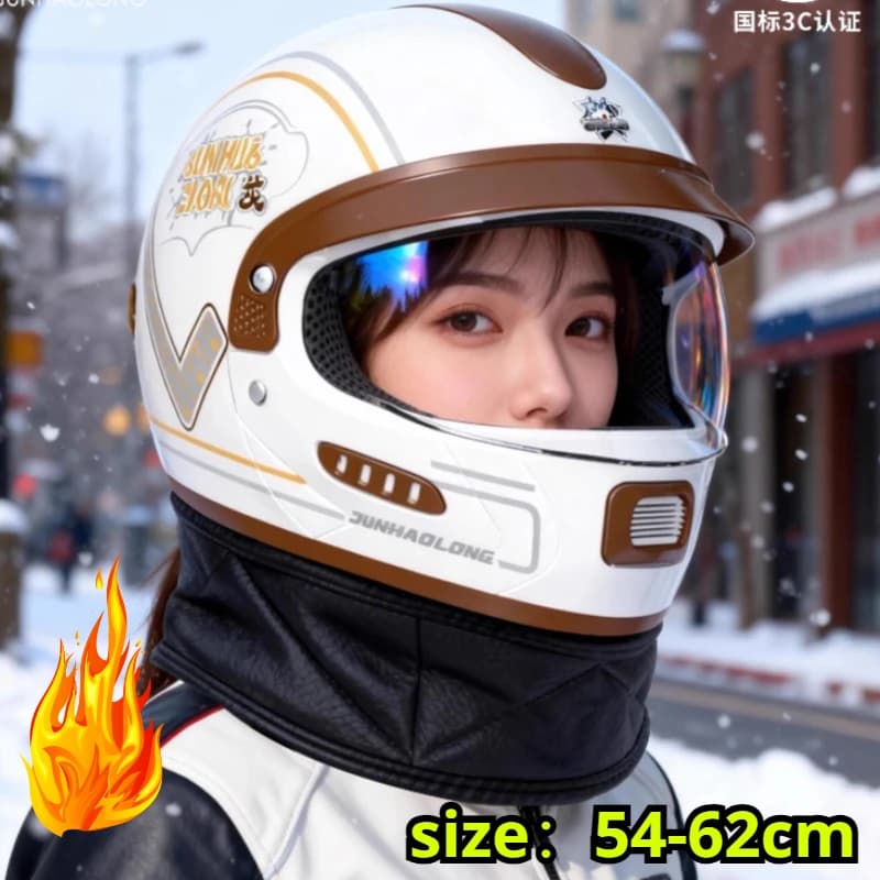 Casco moto integrale invernale caldo con antiappannamento certificato 3C per ciclisti elettrici