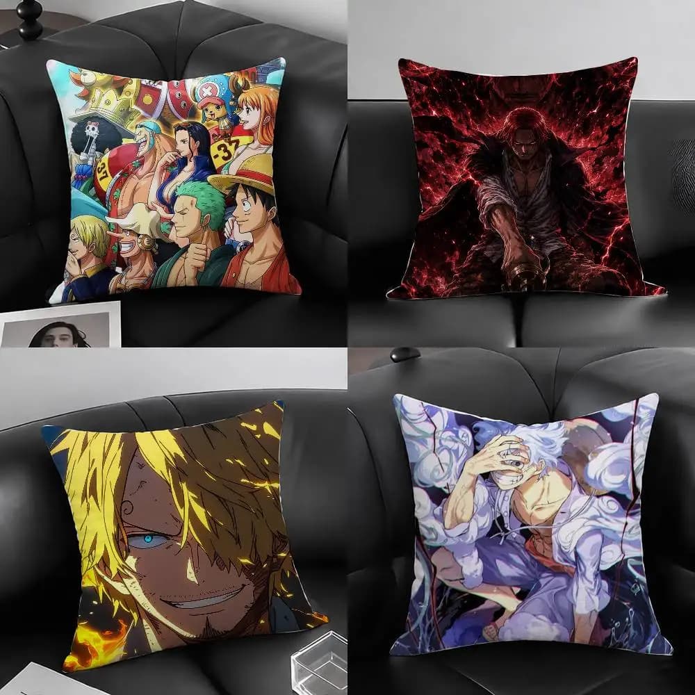 One Piece Gol D Roger Anime Plush Pillow Cover Soft Short Plush Cushion Cover For Sofa Bedroom Home Decor Gift