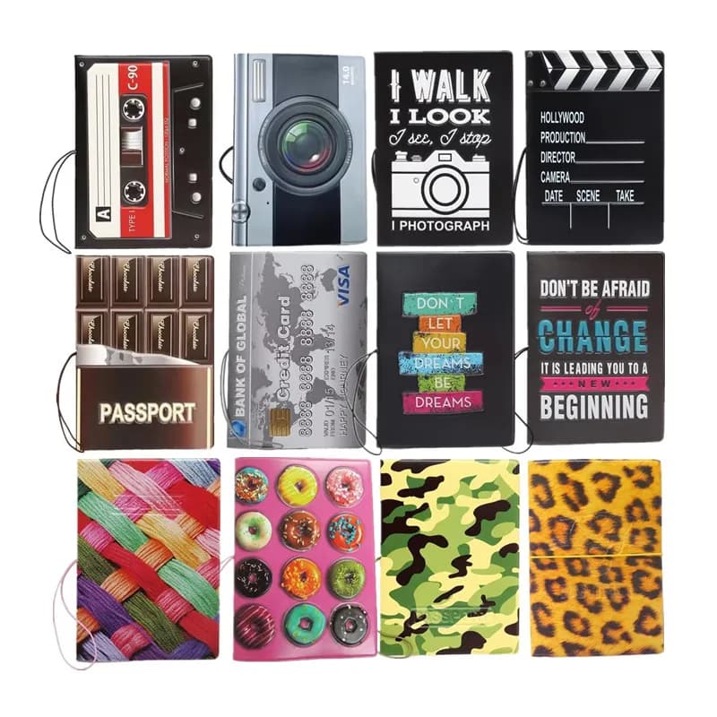 New Travel Accessories Passport Holder Men Women PVC Leather Passport Cover Tape Camera Chocolate 3D Print Card ID Ticket Case