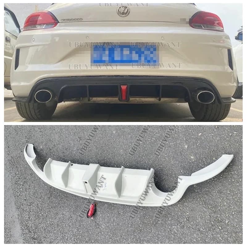 Car Rear Diffuser Lip Bumper Spoiler Plastic Body Kit For Volkswagen VW Scirocco R R20 2009 - 2014