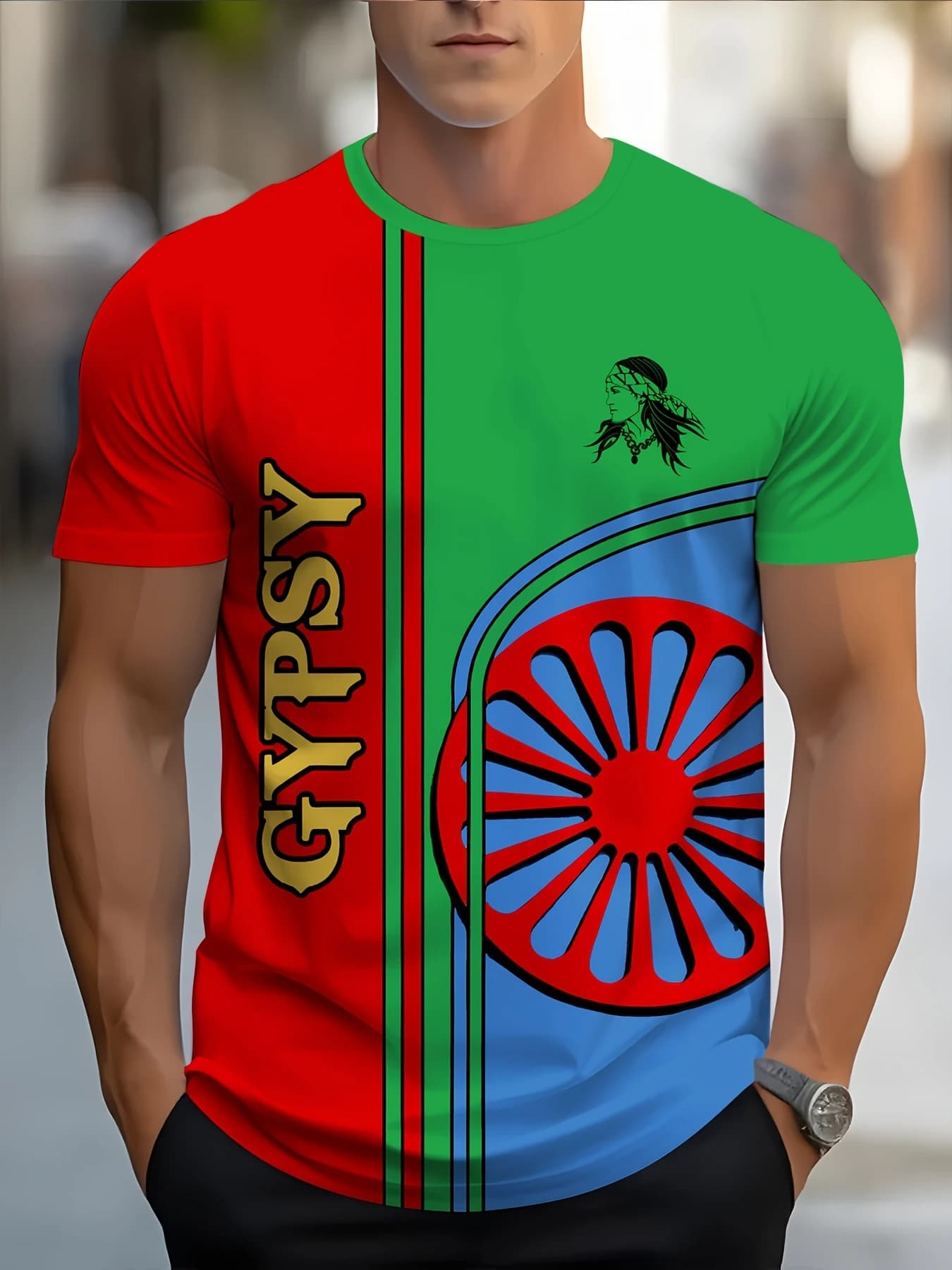 2025 Gypsy National Emblem Graphic T Shirt 3D Gypsy Stampa unisex T-shirt per uomo Romani Streetwear Tee-shirt Top