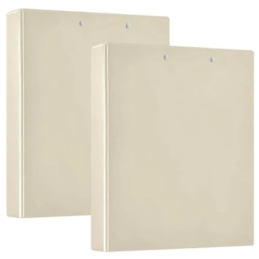 Raccoglitore a 3 Anelli Colore Crema Beige, Confezione da 2, Raccoglitore a Anelli Rotondi Trasparenti da 1,5 Pollici con Clipboard per Forniture da Ufficio