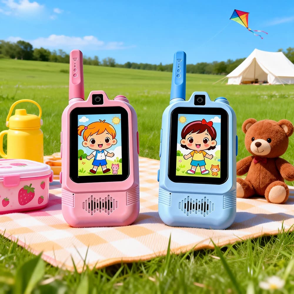 Walkie Talkie per Bambini con Schermo HD da 2 Pollici e Doppia Fotocamera, Interfono Ricaricabile per Bambini, Chiamata HD con Un Clic, Gadget Regalo