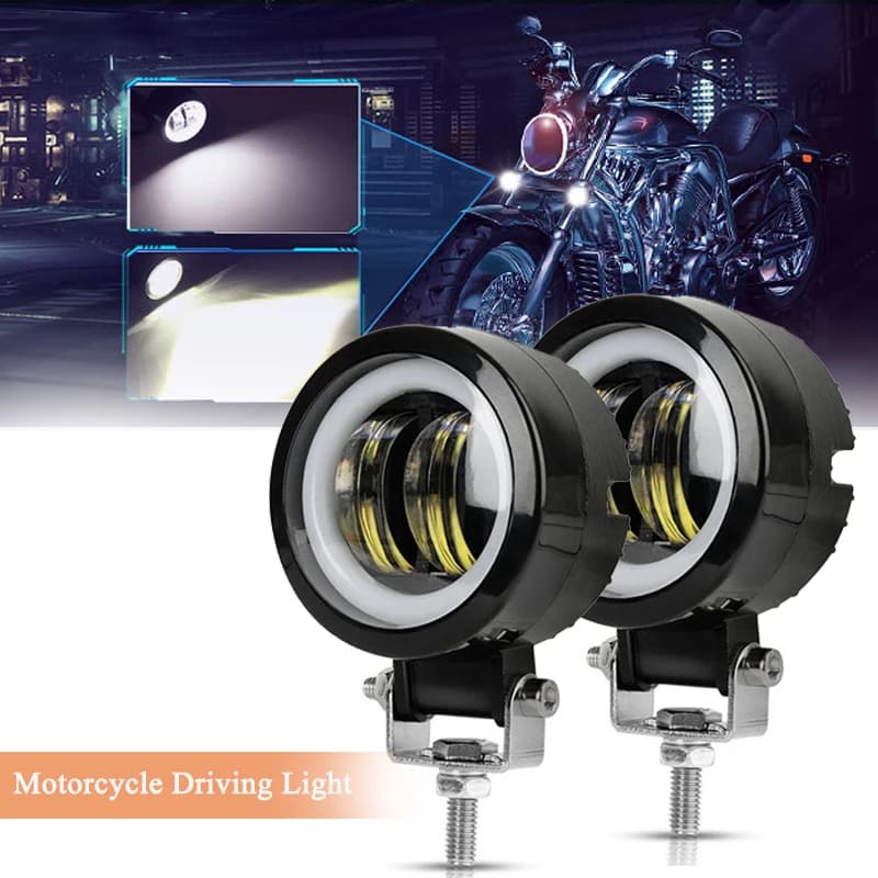 Round LED driving light for motorcycle with ring Angel Eye light waterproof fendinebbia for motorcycle truck ATV UTV Jeep 12V