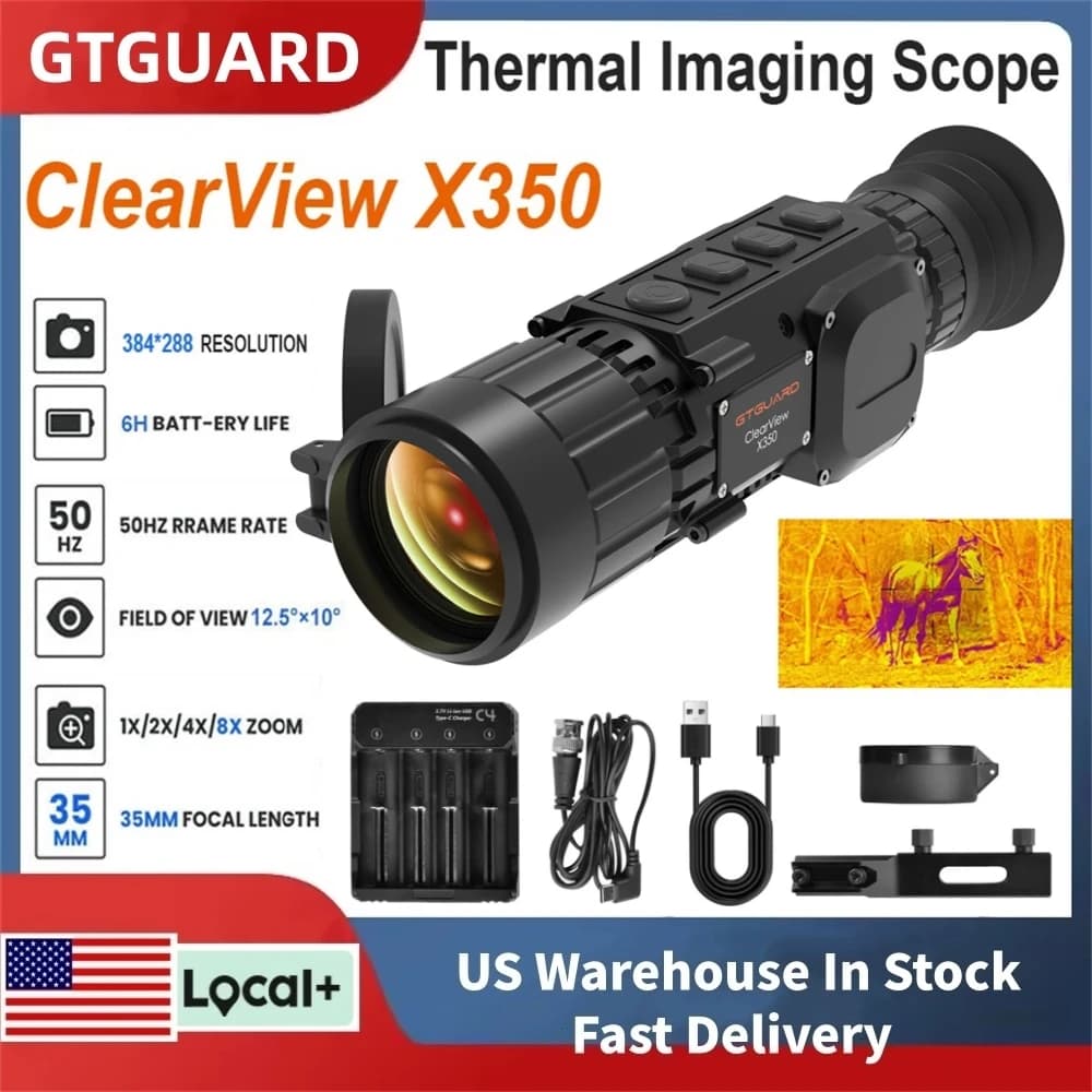 GTGUARD ClearView X350 Monocolo per Visione Notturna con Zoom Digitale 4X, Visore Termico, Occhiali con Risoluzione 384*288, Telescopio con Fotocamera