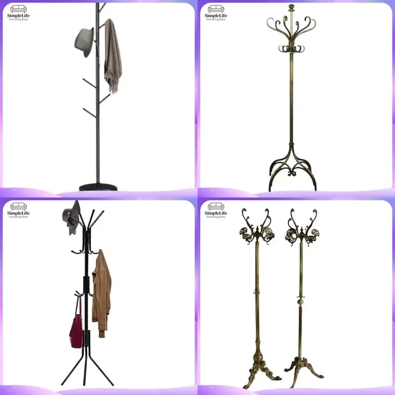 Metal Coat Rack Floor Standing Clothes Hanger Tree with Hooks Heavy Duty Iron Garment Organizer for Living Room Bedroom