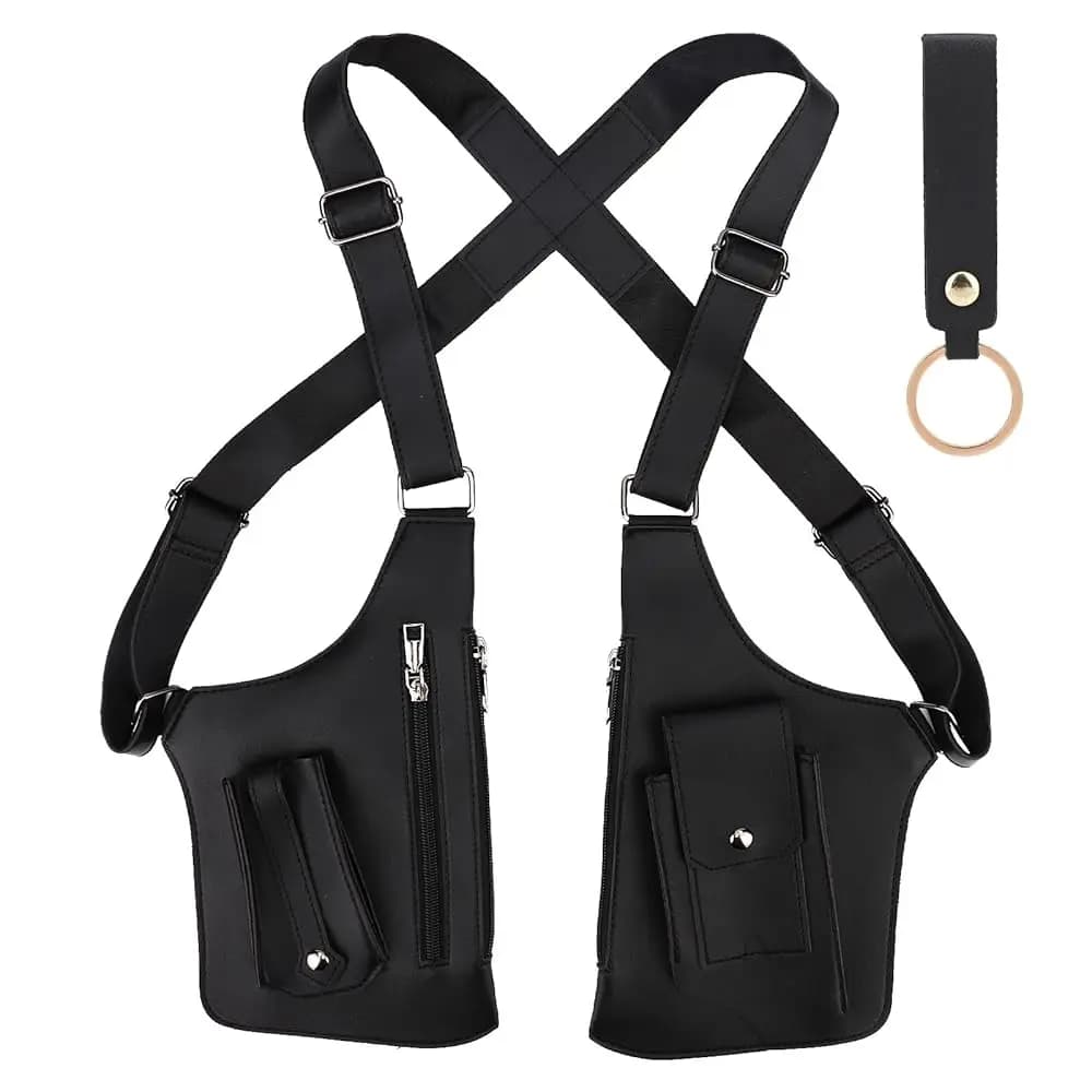 Borsa a Doppia Tracolla Sottobraccio, Portafoglio in Pelle con Cinghia Nascosta Regolabile Anti-Truffa con Doppie Tasche per Uomo