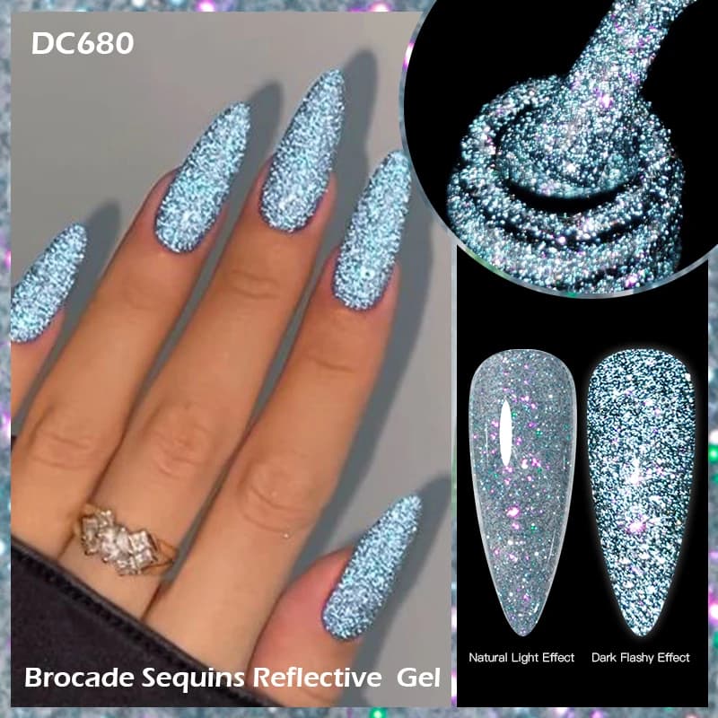 Mtssii 7ML Nail Polish Reflective Gel Colorful Glitter Sparkling Flash Glitter Gel Nail Polish Semipermanent Soak Off Nails