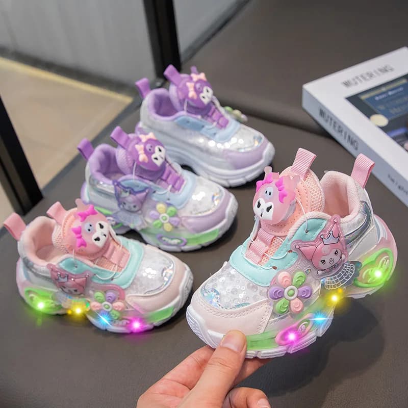 Scarpe Sportive per Bambine a Tema Principessa Primavera 2026 con Bottoni Luminosi e Design Traspirante per la Scuola e il Campus