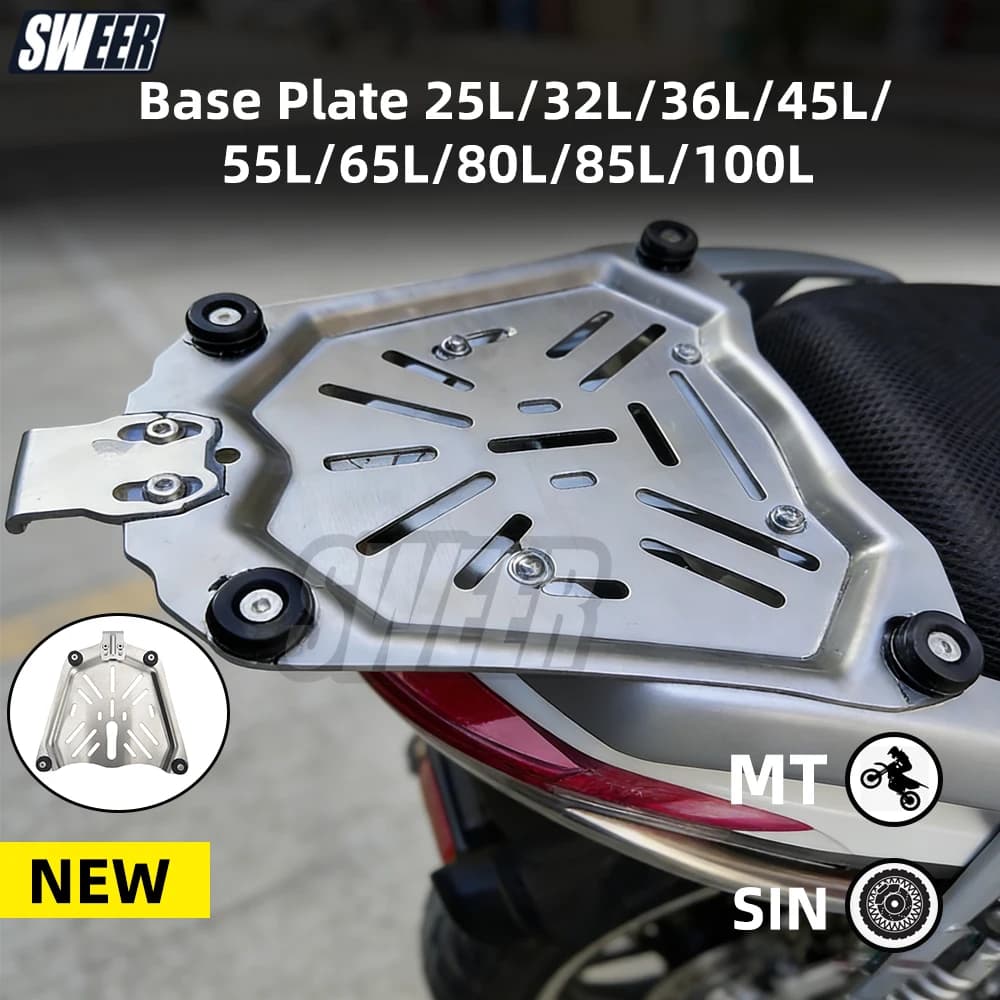 Supporto per Bauletto Posteriore Moto 25/32/36/45/55/65/80/85/100L, Piastra di Base a Sgancio Rapido, Mensola Portaoggetti