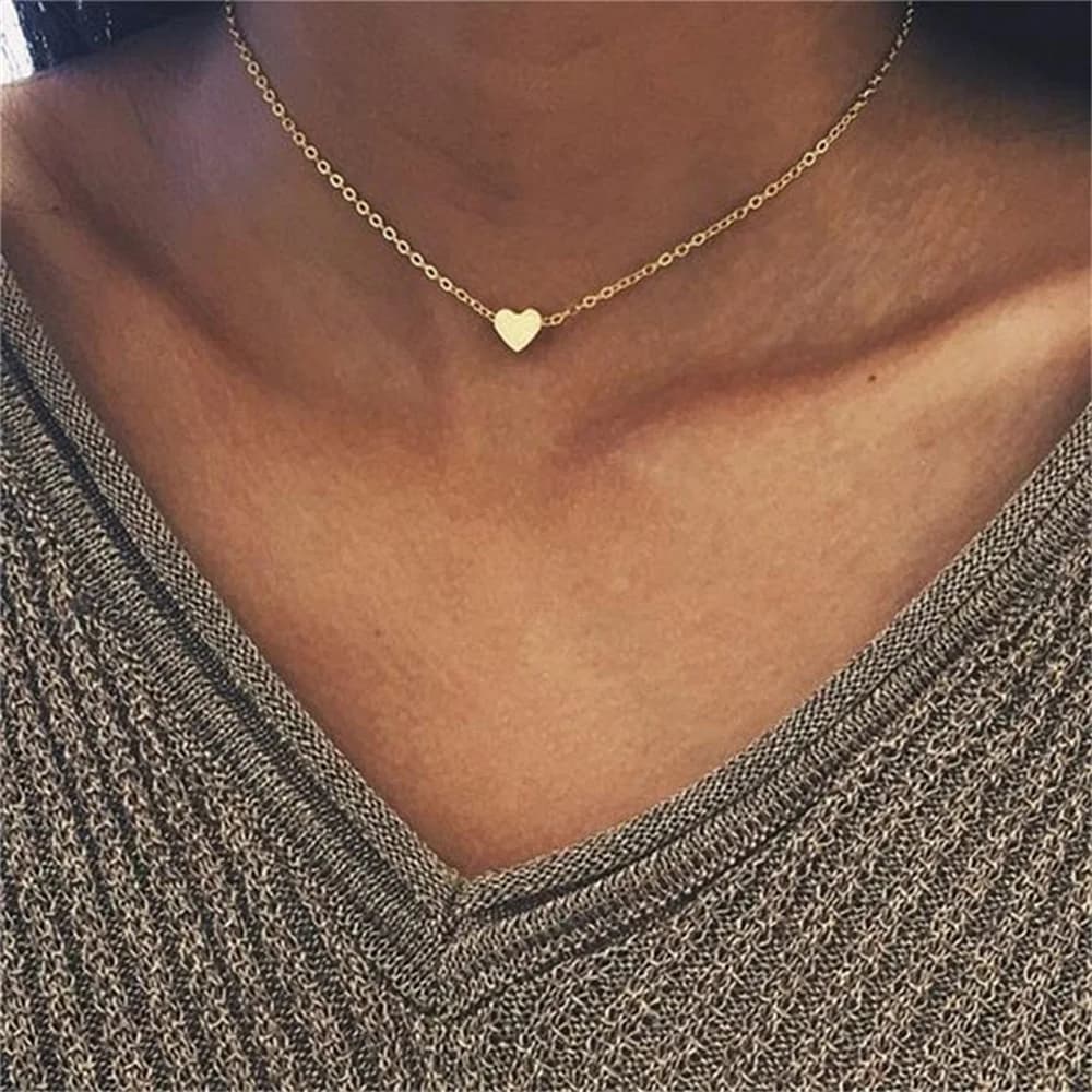 Collana con ciondolo a forma di cuore, triangolo e cerchio, color oro, alla moda, per donna, regalo raffinato, vendita all'ingrosso, dropshipping.