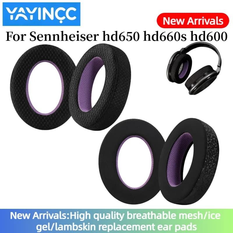 YAYINCC Sostituzione in tessuto a rete traspirante stile / Cuscini in memory foam per ghiaccio Cuscinetti auricolari per cuffie Sennheiser hd650 hd660s hd600