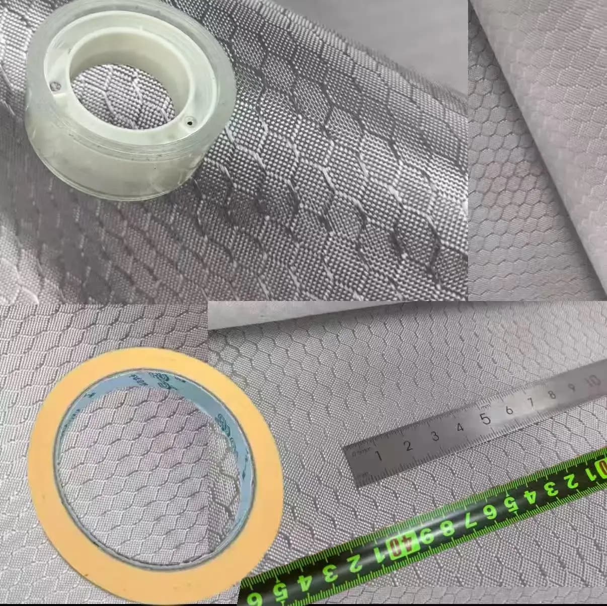 240gsm 2x2 Football Honeycomb Pattern Fabric Glass Carbon Blend Plating Silver Fabric, 40' inch / 100cm Width 30cm/50cm Length