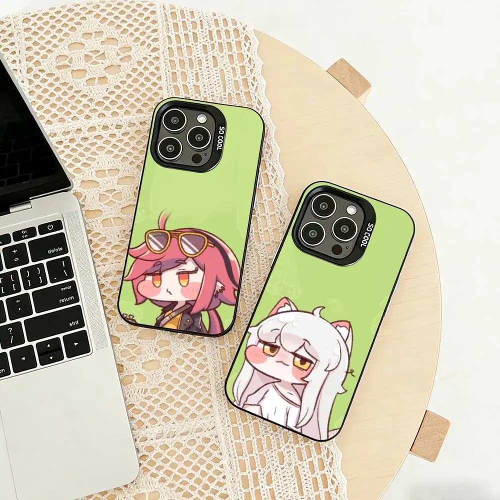 Custodia per telefono Game T-Trickcal Chibi Go per iPhone 17, 16, 15, 14, 13, 12, 11 Plus, Pro Max, XS, color argento
