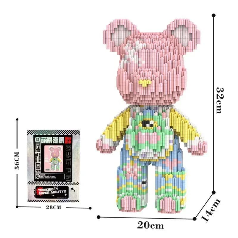 Kit di costruzione di modelli di orsi Kawaii, micro blocchi di diamanti 3D con luce, giocattolo educativo STEM e regalo di compleanno per bambini