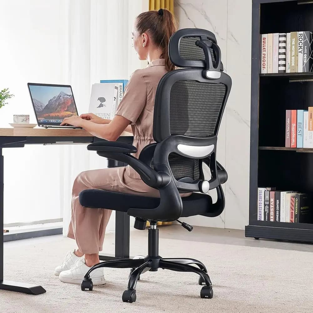 Sedia da scrivania ergonomica, sedie da ufficio in rete da 330 libbre con ruote, comoda sedia da gaming, sedia da ufficio con schienale alto per lunghe ore