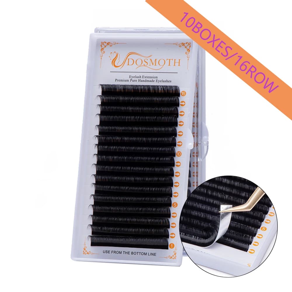 DOSMOTH 10 boxes 16 files 7-16mm extensions supprime mink eyelashes Extension fake eyelashes individual cosmetics