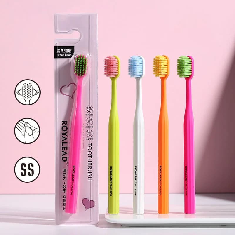 1PC Dopamina Spazzolino da denti a testa larga per adulti Casa Spazzola morbida e fine Coppia Set da viaggio Pulizia profonda Gap tra i denti Spazzolino manuale