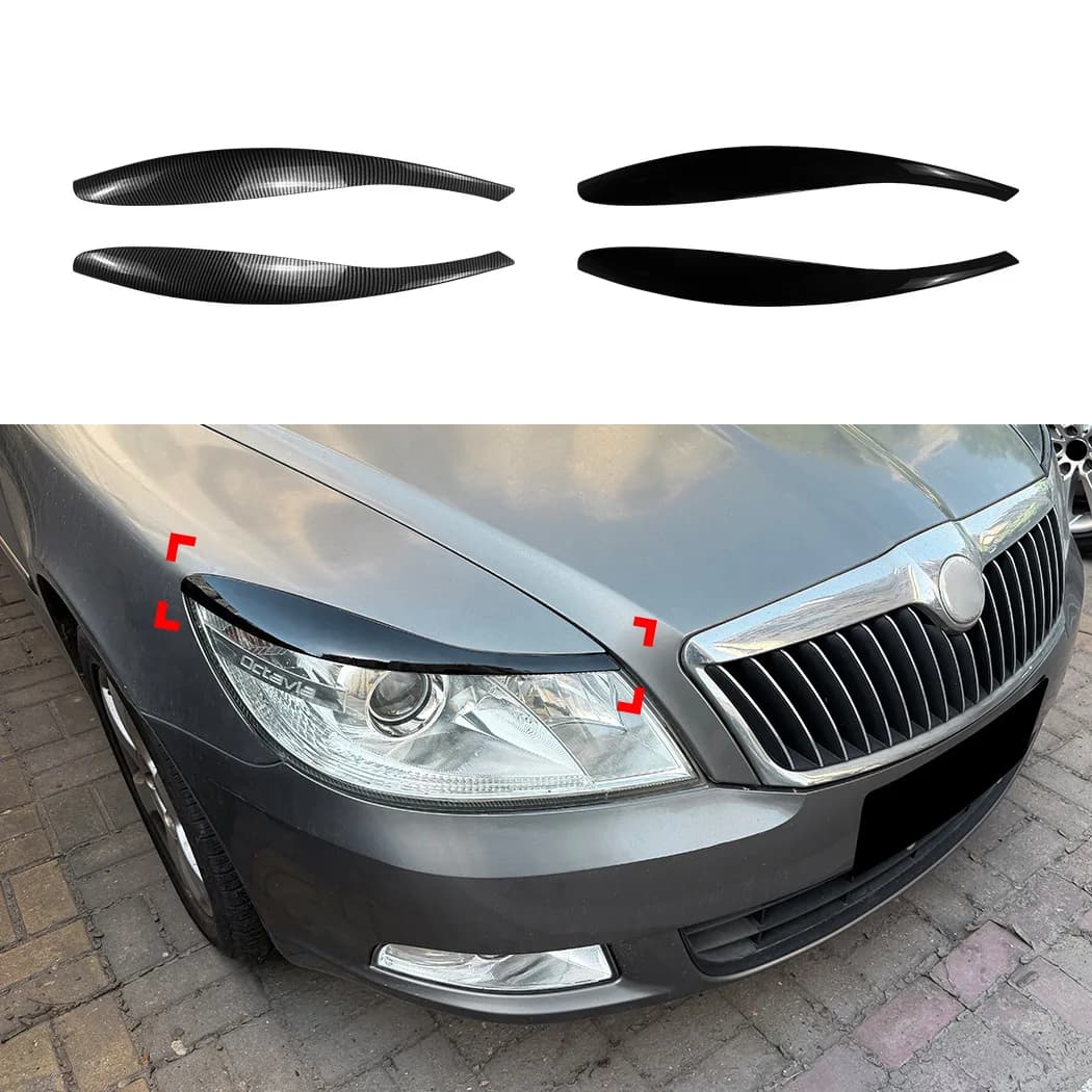 For Skoda Octavia MK2.5 2008-2014 Headlight Eyebrow Sticker Diffuser Lip ABS Body Kit Accessories