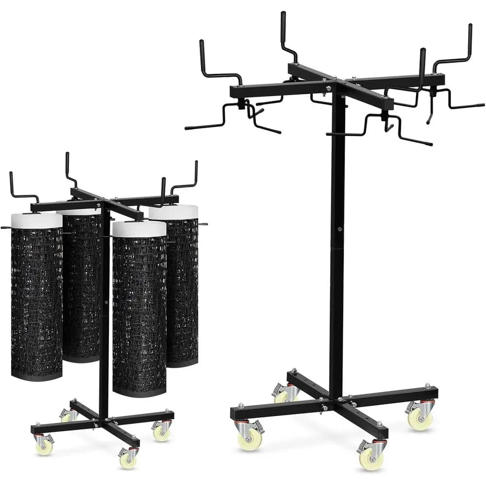 Rastrelliera Mobile per Rete Sportiva con Ruote Bloccabili, Supporto Resistente per Pallavolo, Tennis, Pickleball, Badminton, Salvaspazio