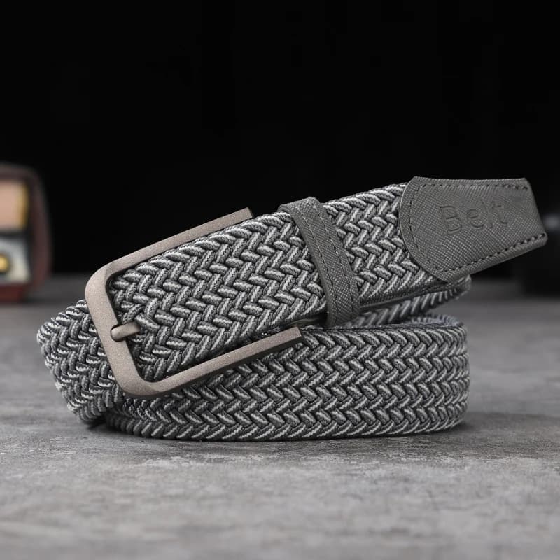 Non-perforated, non-perforated, men's and women's woven belts, elastic elastic canvas belts, women's Korean version, versatile s