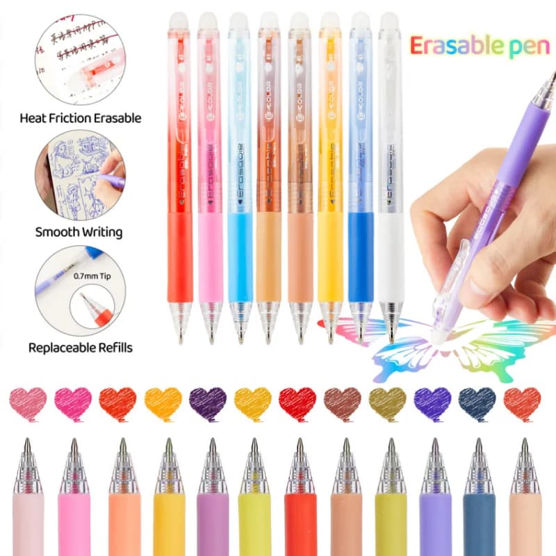 12/24/36 Penna Gel Cancellabile Colore 0.7mm Pennino Journaling Scrittura Pennarello Pittura Schizzi Penne Gel Colorate Scuola di Cancelleria Per Ufficio