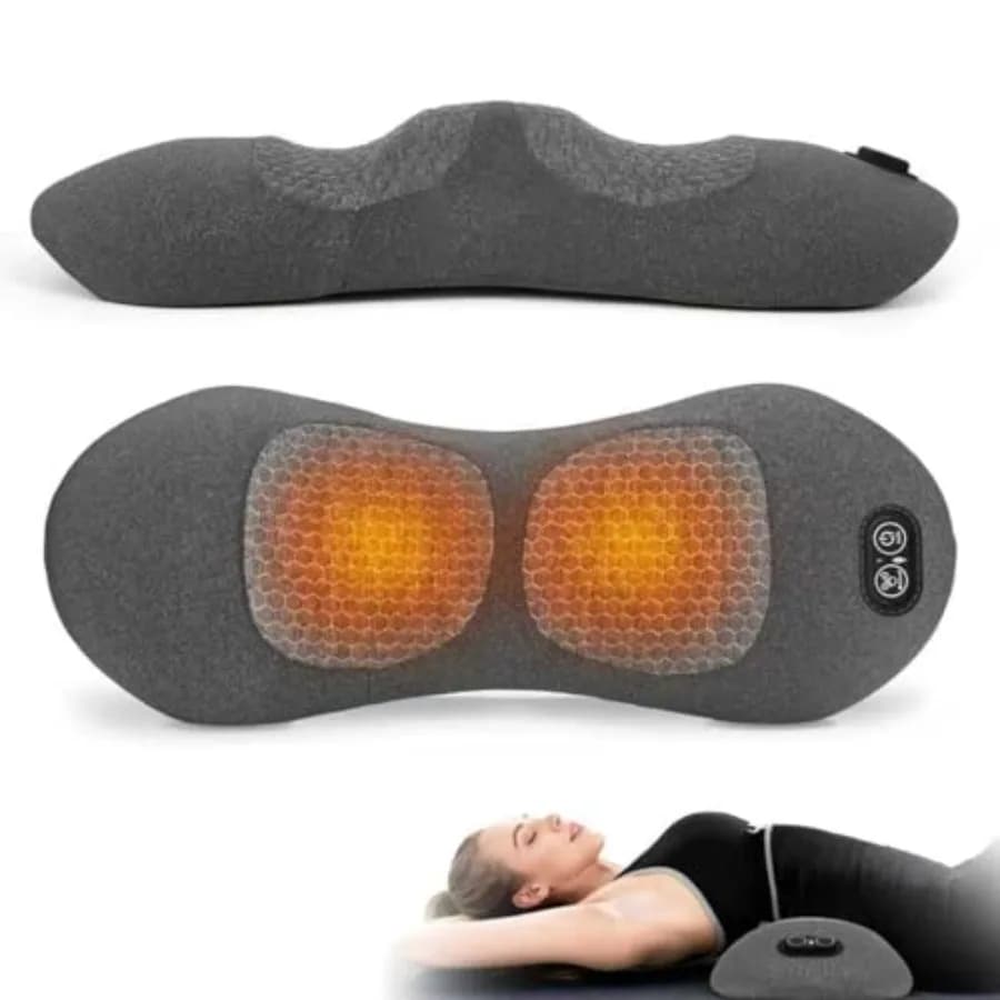 Cuscino Massaggiante Elettrico 3-in-1 per Schiena Ricaricabile con Supporto Lombare, Calore e Vibrazione