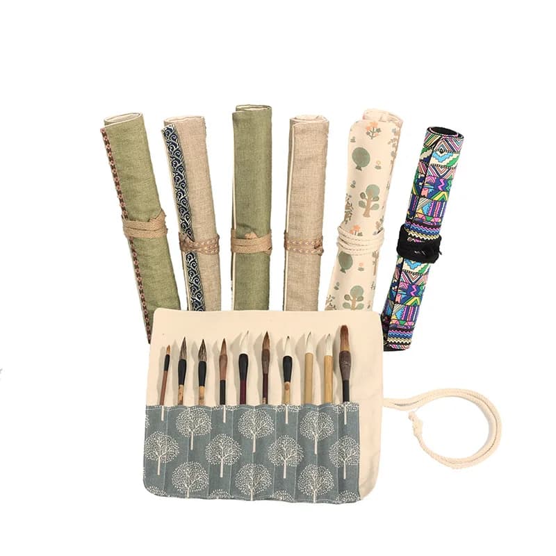 Pennelli per pennelli con astuccio in tela spessa, custodia per organizer, ripiano per calligrafia,