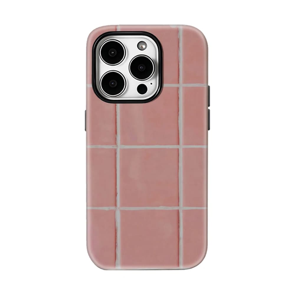 Custodia per iPhone 17 16 15 14 13 Pro Max Plus Rosa con Motivo a Piastrelle, Magnetica, a Strato Singolo o Doppio, Robusta