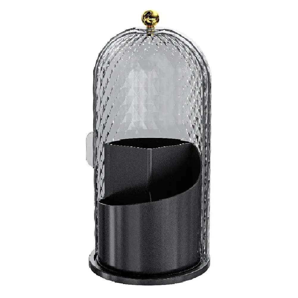 Organizer da bagno girevole, portaspazzolino con coperchio, organizer da bancone da bagno con portaspazzole per trucco coperto