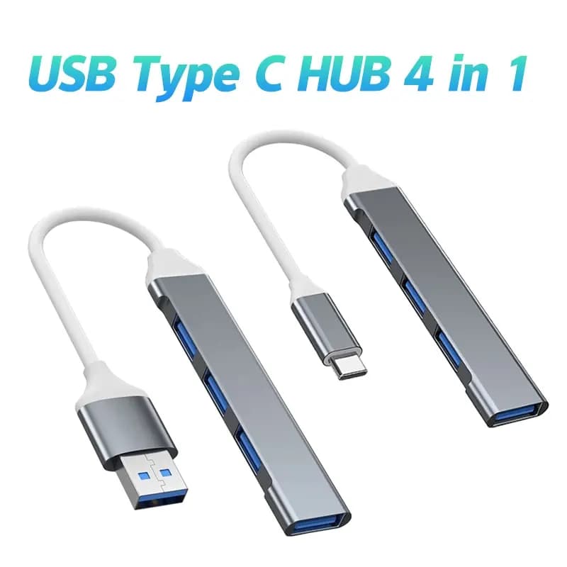 Mini USB tipo C Hub adattatore a 4 porte USB3.1Multi Splitter 4 in1 Docking Station UltraSlim SuperSpeed alluminio per Computer Laptop PC