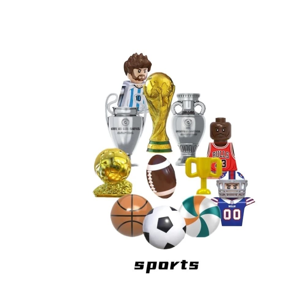 Sport Star Figure Serie Pallavolo Rugby Hockey su ghiaccio Calcio Basket Star Building Block Set Assemblare Mattoni Giocattolo Regali
