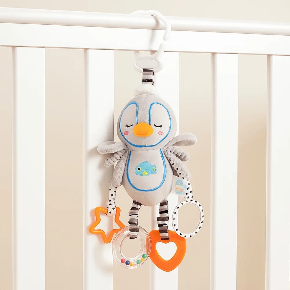 PP Cotton Cartoon Animal Bell Rabbit Penguin Early Education Newborn Rattles Sensory Wear-resistant Rattle Teether