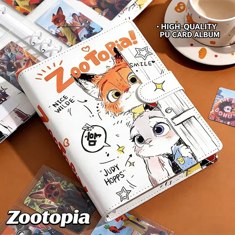 Quaderno a Fogli Mobili Disney Zootopia Judy Nick A6 in Pelle Morbida con Chiusura Magnetica, Articoli di Cancelleria per la Scuola, Regalo di Compleanno
