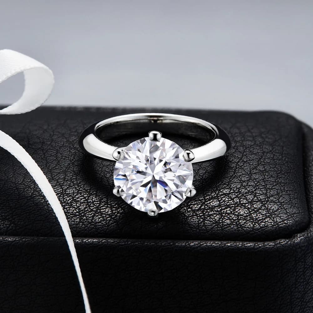 Anello in Argento Sterling 925 con Moissanite Reale da 0,5/1/2/3/5 Carati per Donne, Placcato in Oro 18K, Colore D, Certificato GRA, Gioiello da Matrimonio