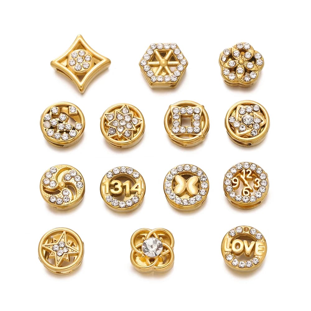 2 pz/lotto Perline di Strass in Acciaio Inossidabile Piatto Rotondo di Cristallo Rondelle Perline Del Distanziatore per la Produzione di Gioielli Collana Bracciale Fai da Te
