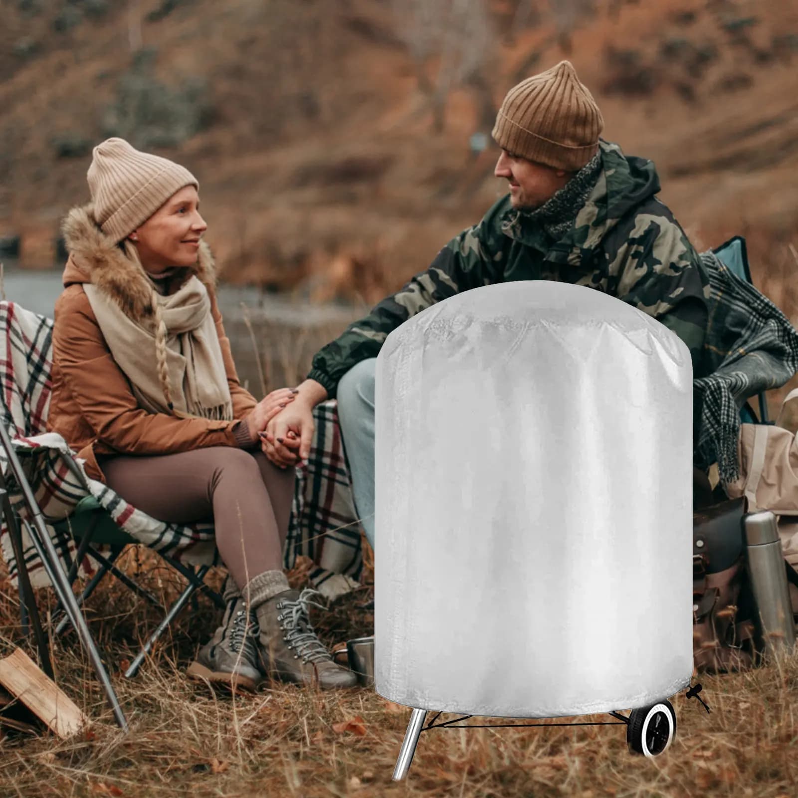 Copertura per Barbecue da Esterno in Poliestere Resistente, Protezione Antivento per Griglia, Copertura Grande per Barbecue, Protezione da Polvere, Neve e Raggi UV per Campeggio e Giardino