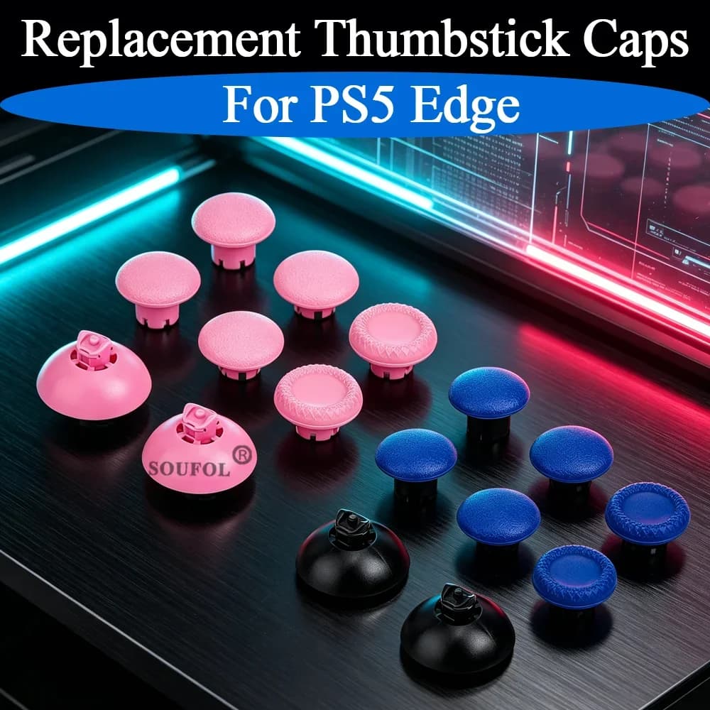 New 8Colors 8in1 DIY Replacement Thumbstick Caps For PS5 Edge 6-Stick Caps+2-Joystick Bases For PS5 Edge Elite Accessories Parts