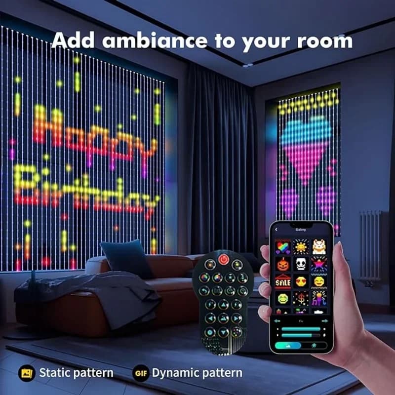 Luce per tende a LED intelligente Controllo APP RGB dimmerabile Modello fai-da-te Musica Illuminazione ambientale per la decorazione natalizia delle feste domestiche