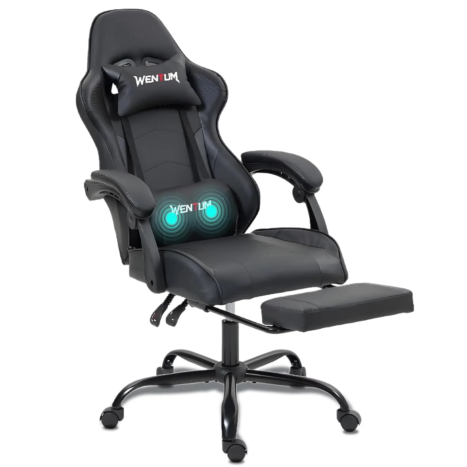 Sedia da Gaming, Sedia per Videogiochi con Poggiapiedi e Supporto Lombare Massaggiante, Sedia Ergonomica Regolabile in Altezza, Personalizzabile