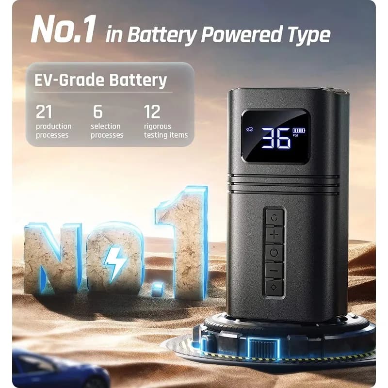 Cordless Portable Tire Inflator, 150PSI Digital Pressure Gauge Fast Inflation ABS Housing Emergency Tyre Filling Tool