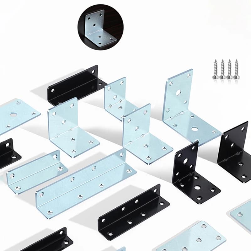 10Pcs Black L‑Shape Iron Corner Bracket 90° Right‑Angle Fixed Connector for Board Shelf Furniture Support Hardware