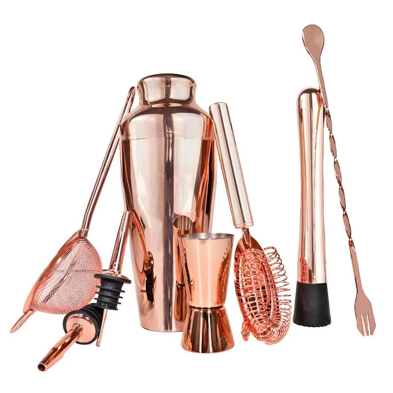 8Pcs Cocktail Shaker Set Stainless Steel Bar Mixing Tools Drink Making Kit