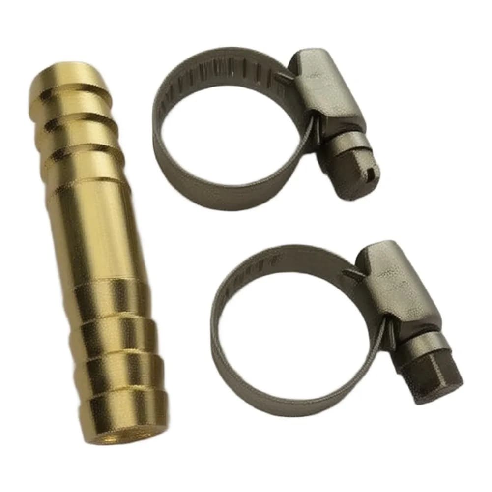 Brass 1 inch Hose Fitting with Stainless Steel Clamp for Garden Use Supports Connection in Rain or Sun Exposure