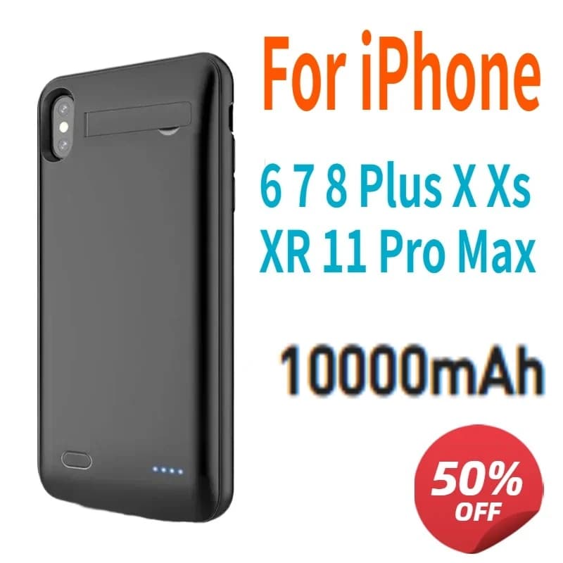 Custodia con batteria da 10000mAh per iPhone 6 7 8 Plus, custodia di ricarica per iPhone X Xs XR 11 Pro Max, power bank portatile