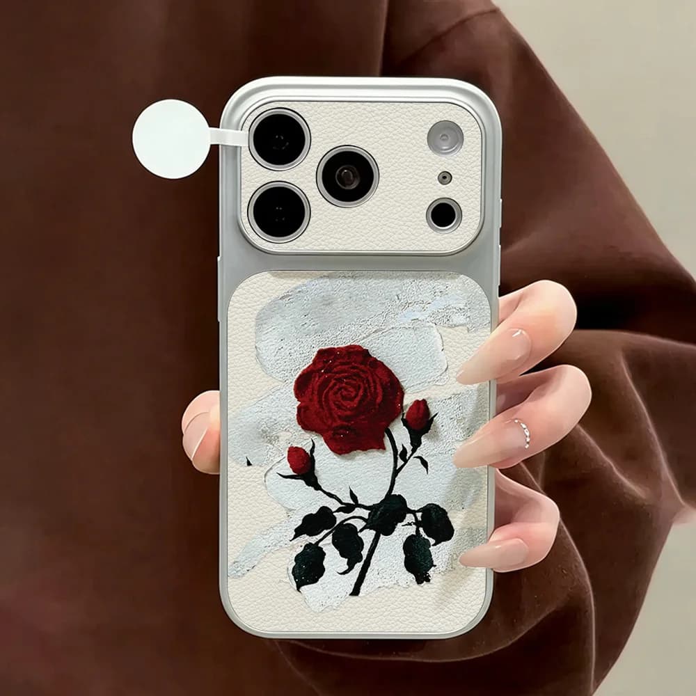 Red Rose PU Leather Case For Samsung S26 Ultra S25 S24 S23 A57 A56 A07 A06 A17 A16 A37 A36 A35 A34 A55 A54 A27 A26 Soft Cover