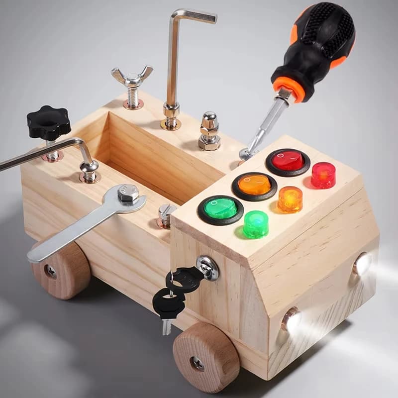 Legno Montessori Occupato Bordo 2-4 Anni Per Bambini Prima Educazione Puzzle Giocattolo Giocattoli Sensoriali Interruttore Scatola di Controllo Carrello Vite Gioco