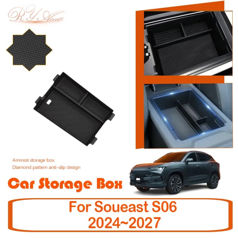 Scatola di immagazzinaggio per auto per Soueast S06 Jetour X-2 New Dashing 2024 2025 2026 2027 Copertura anti-sporco Bracciolo Scatole interne Accessori auto